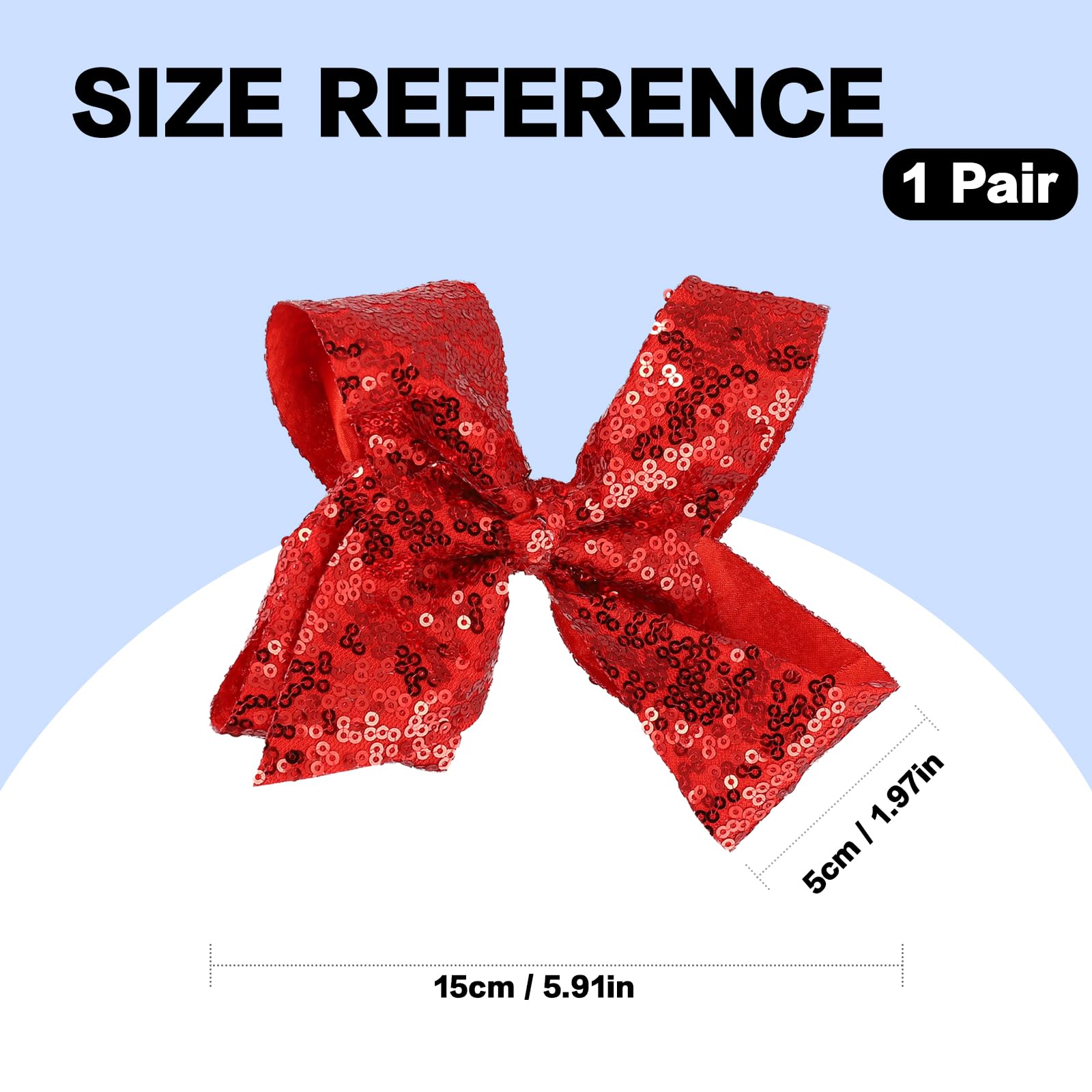 Xvbhaq 2 Pack Glitter Red Sequin Bow Hair Clips for Girls and Women Sparkling Party Accessories, Sequin Girls Decoration - Image 2