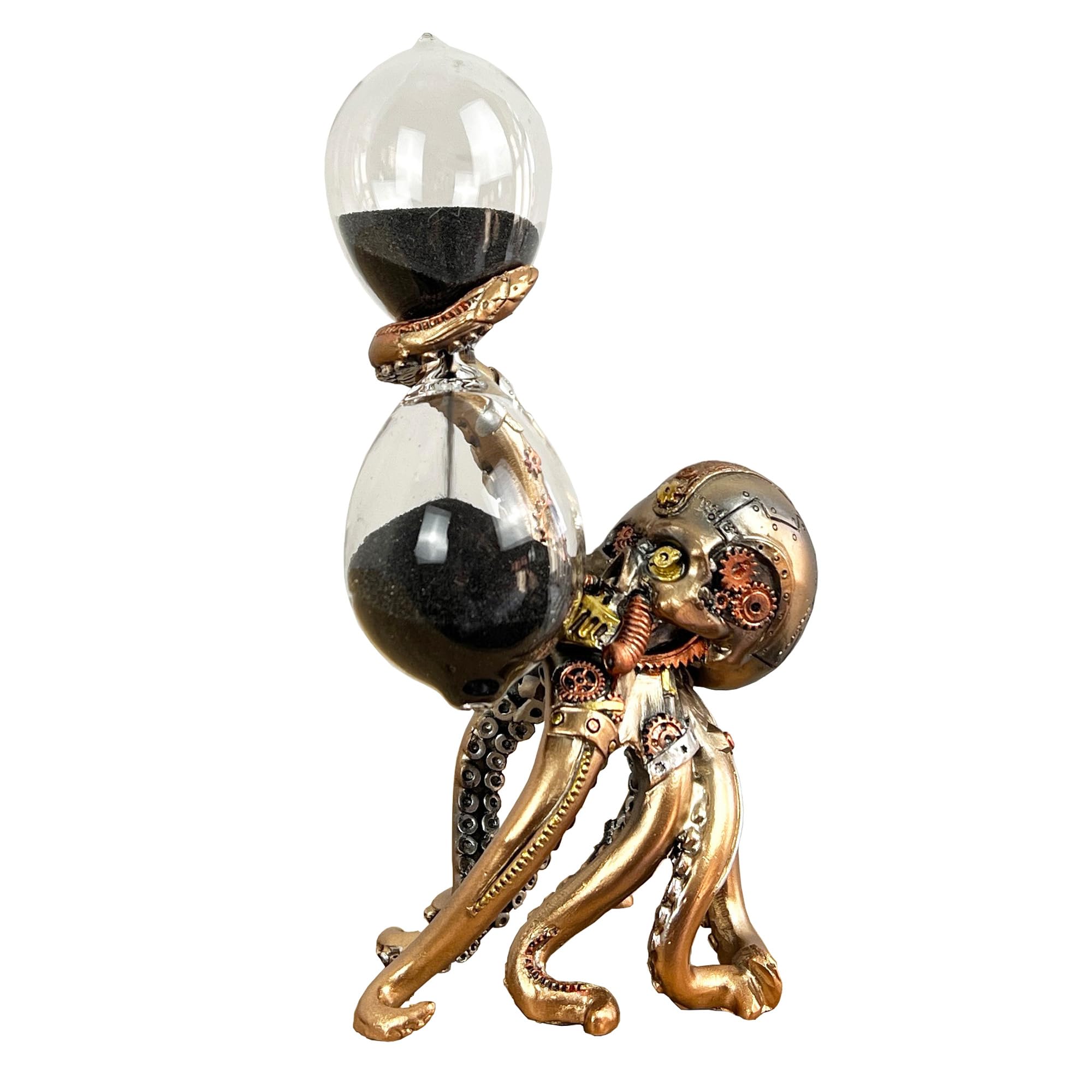 18.3cm Tall Steampunk Octopus Hourglass Timer Ornament Figurine Statue Vintage Industrial Home Decor Decoration Accessories