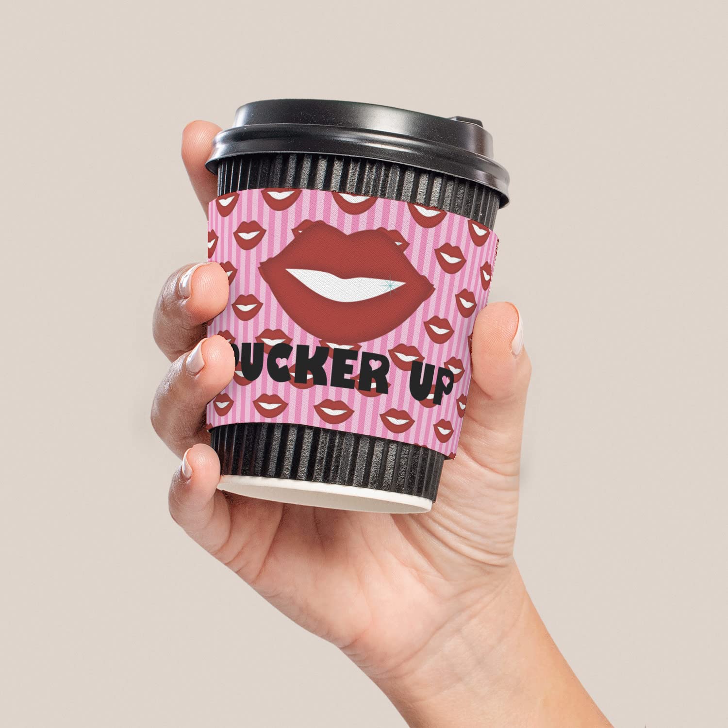 Personalized Lips (Pucker Up) Coffee Cup Sleeve