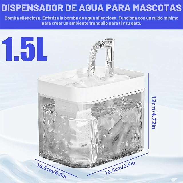 Foto 2 de 7 de Fuente para gatos para gatos: 1,5 L ultraligera para gatos, fuente de agua con filtros