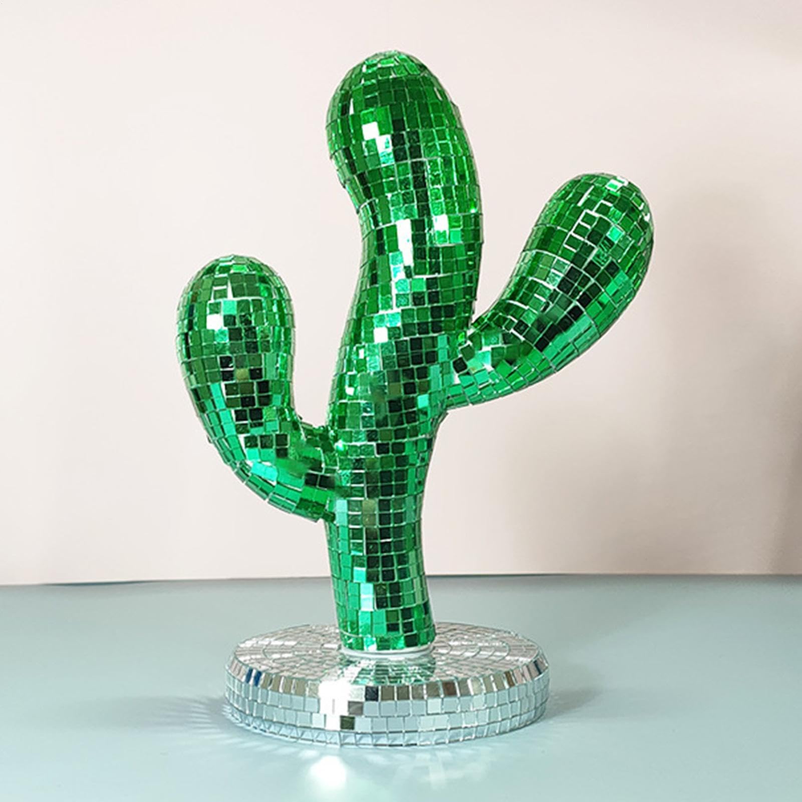 Generisch Kaktus Ornamente - Reflektierende Disco-Spiegelornamente,Handgefertigtes Dekorationszubehör für Nachtclubs, Festivals und Bars, 25 x 12 x 12 cm