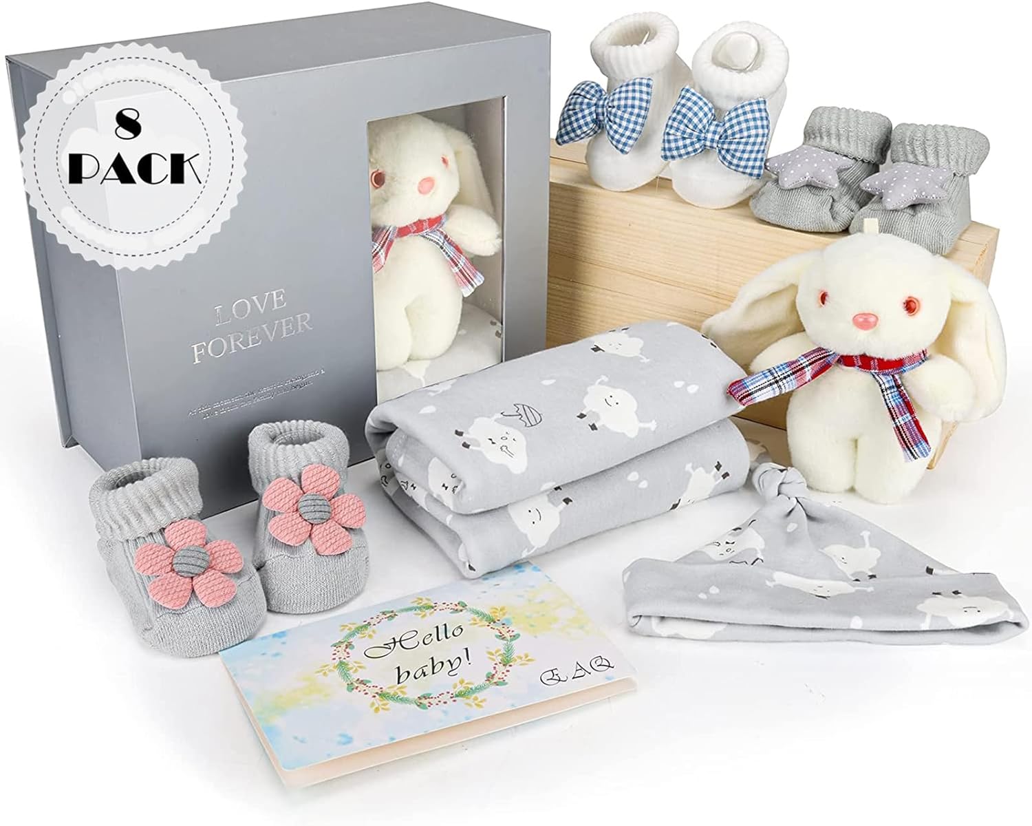 EAQ Newborn Baby Gifts| Baby Essentials for Newborn| Unisex Baby Gifts for Boy & Girl |Baby Easter Gifts With Swaddle,Baby Hat, Baby Socks, Soft Rabbit Toy EAQ Newborn Baby Gifts| Baby Essentials for Newborn| Unisex Baby Gifts for Boy & Girl |Baby Easter Gifts With Swaddle,Baby Hat, Baby Socks, Soft Rabbit Toy