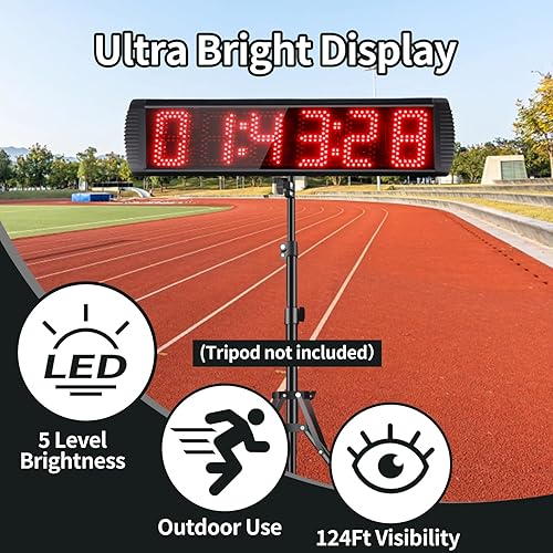 Miniatura 4 de Reloj de carreras con trípode para eventos de correr, cronómetro LED grande con control remoto, temporizador de gimnasio de cuenta regresivacuenta