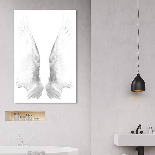 Miniatura 3 de The Oliver Gal Artist Co. Lienzo decorativo para pared, diseño de alas de ángel blanqueadas, decoración del hogar, 30 x 45 pulgadas, blanco, blanco