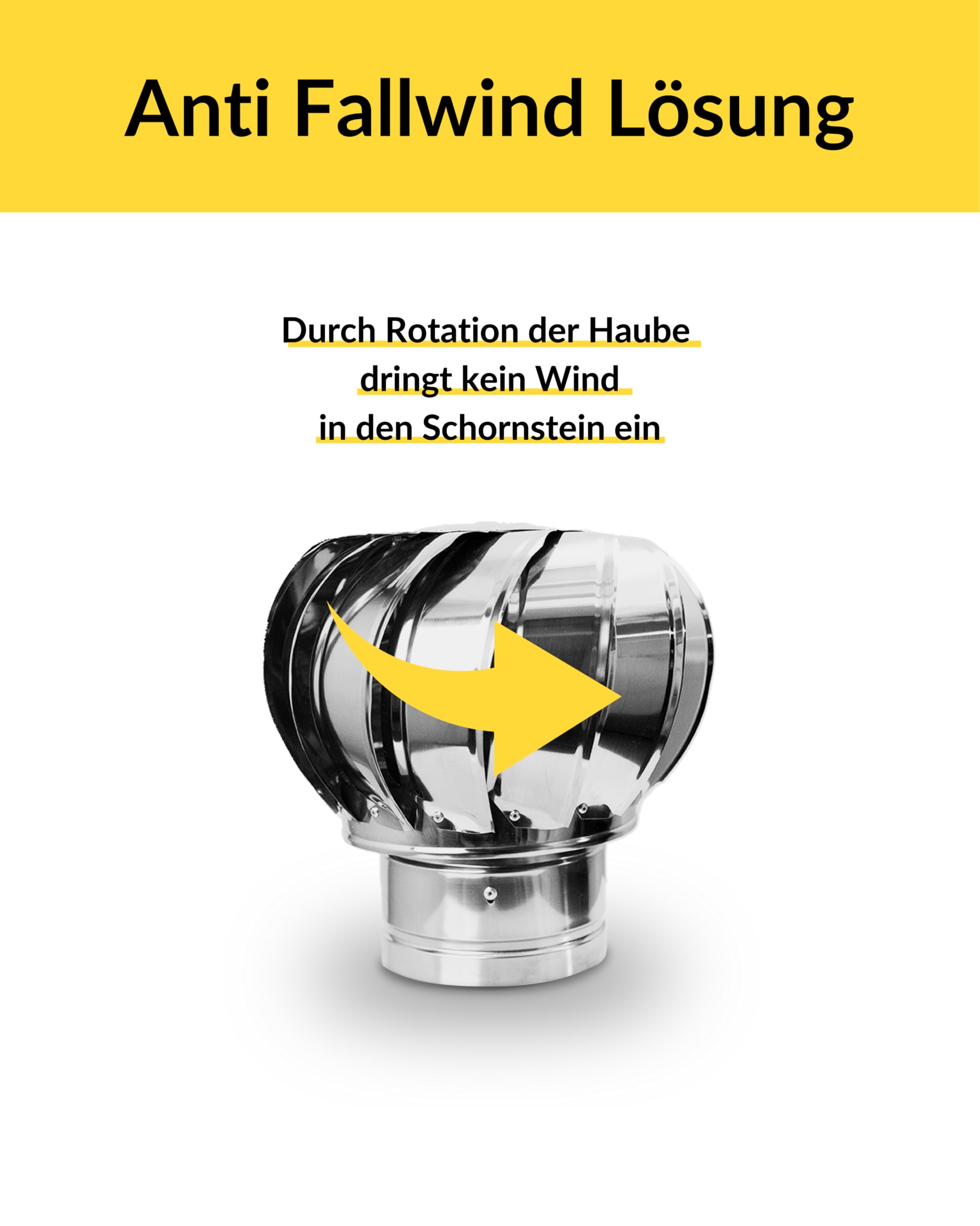 Oskar Drehbare Kaminhaube, Kamin Aufsatz Edelstahl, Wind- und Wetterabweisend (150mm)