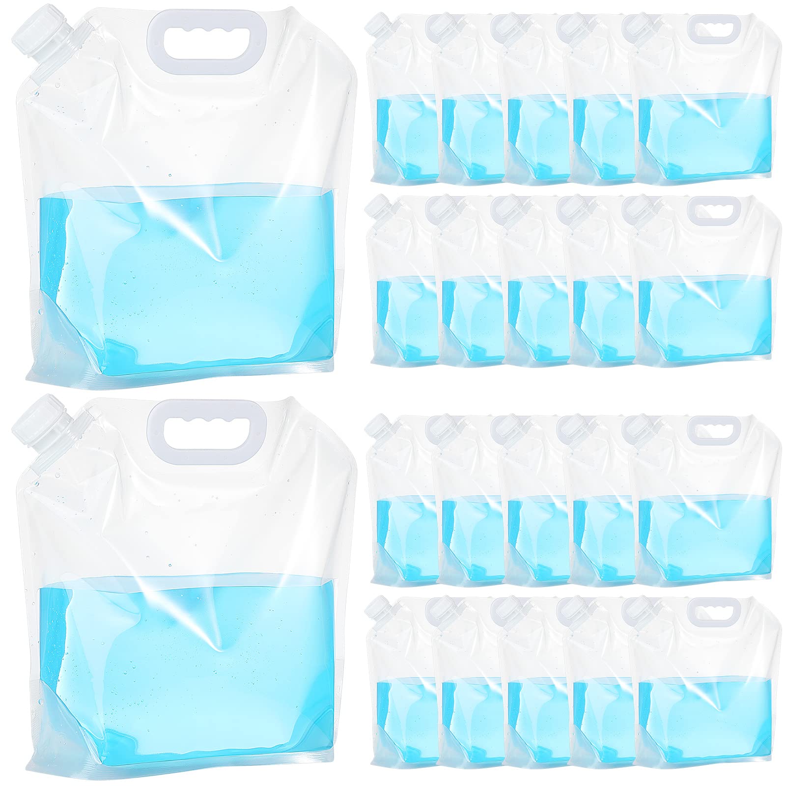 Photo 1 of Zubebe 20 Pcs x 1.3 Gallon Collapsible Water Container Bag 26 Gallon Emergency Water Container Freezable BPA Free Food Grade Clear Plastic Storage Bag Foldable Water Bottle for Camping Riding