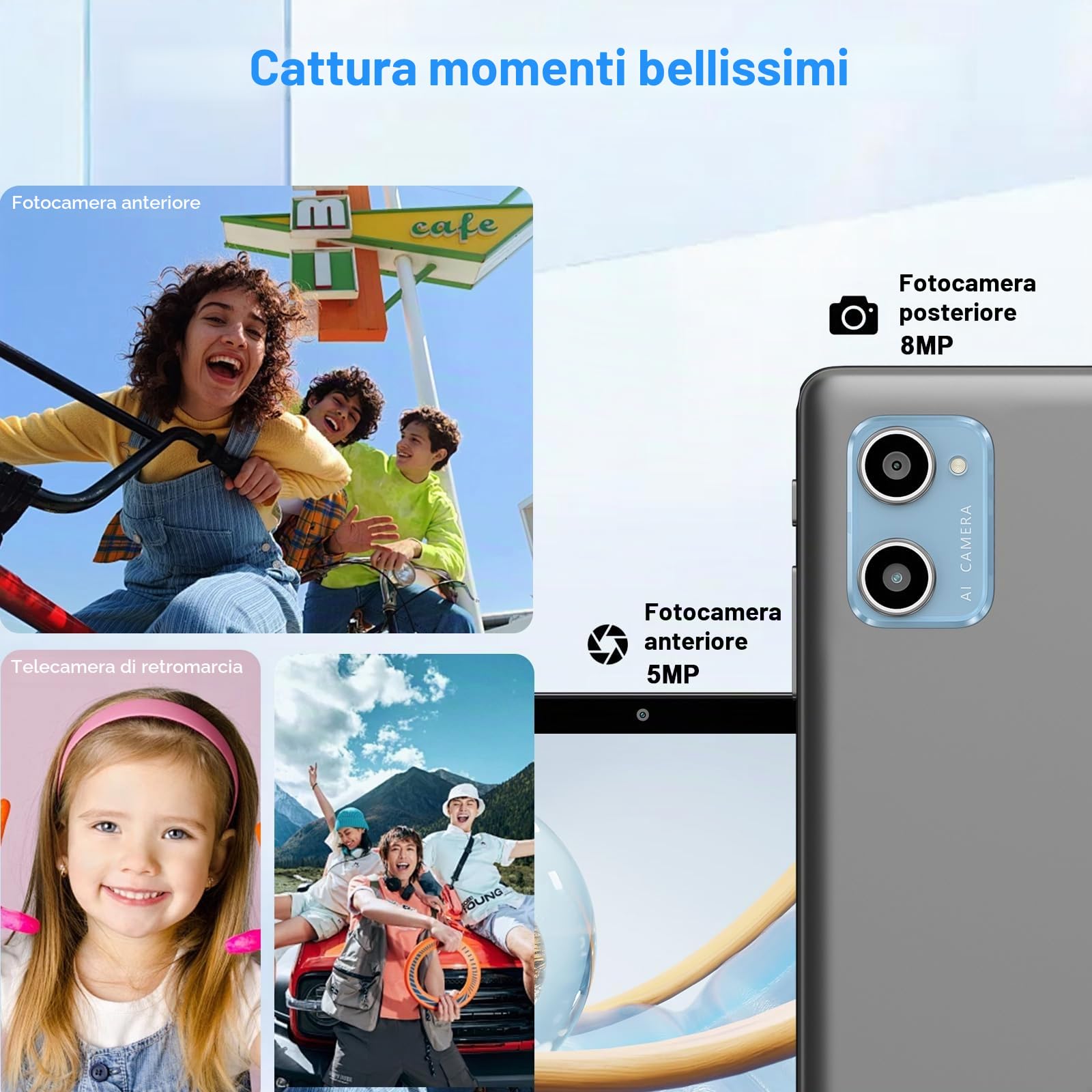 2026 Tablet 10 Pollici con Widevine L1, Android, 20GB RAM+128GB ROM(TF 2TB), Octa-Core 2GHz, WiFi 6, Gemini AI, Bluetooth 5.0, 8MP+5MP, con Tastiera e Mouse, Grigio