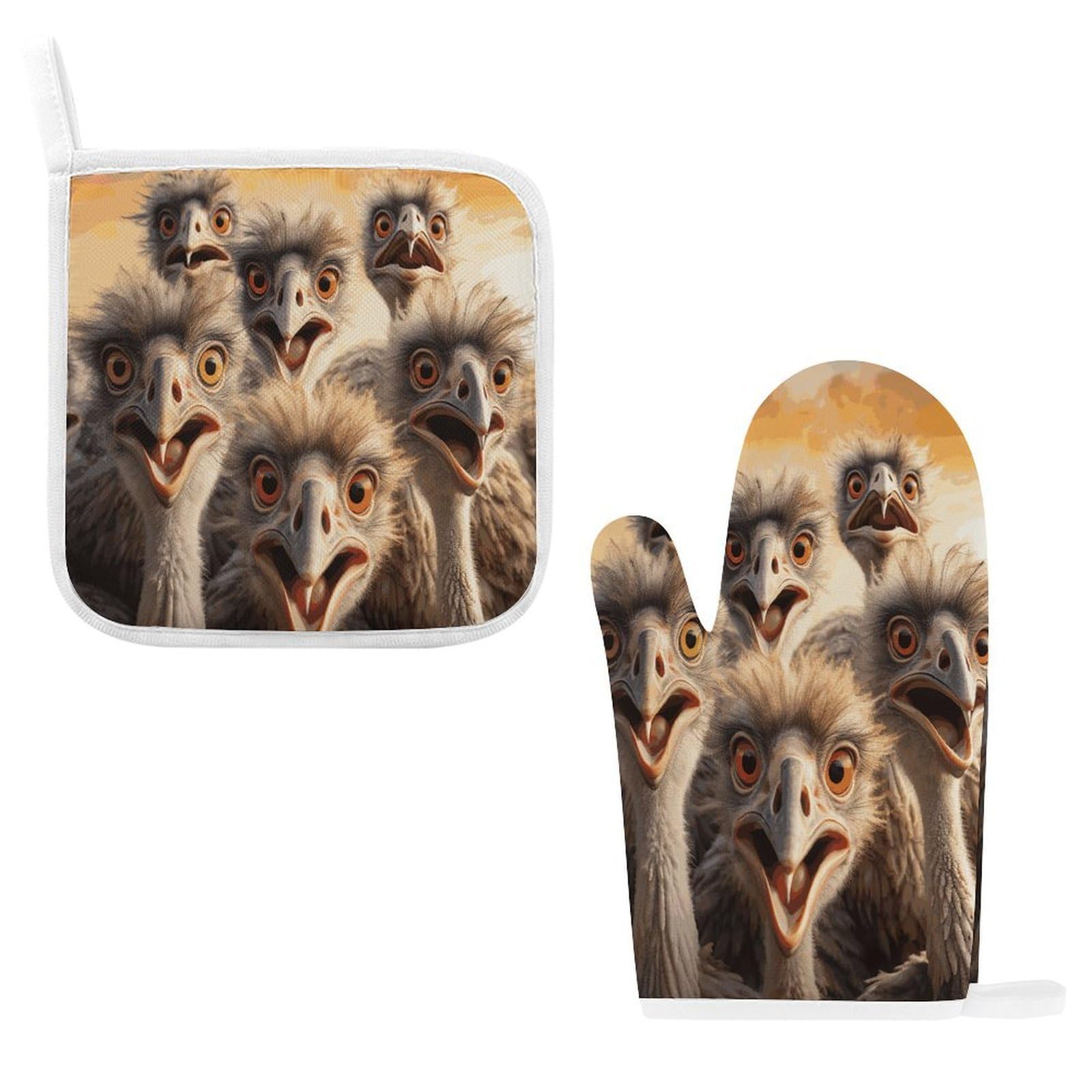 Btcowzrv Style A Flock Of Ostriches Oven Mitts And Pot Holders 2Pcs Set