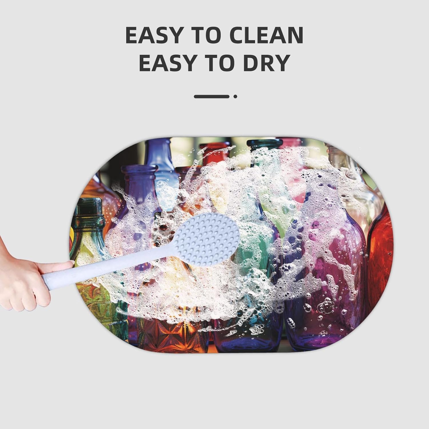 Stone Bath Mats Colorful Glass Bottle Diatomaceous Earth Bath Mat Super Absorbent Bathroom Floor Mat Quick Drying Diatomite Shower Mat for Shower Bathtub Bathroom Accessory 16x24in