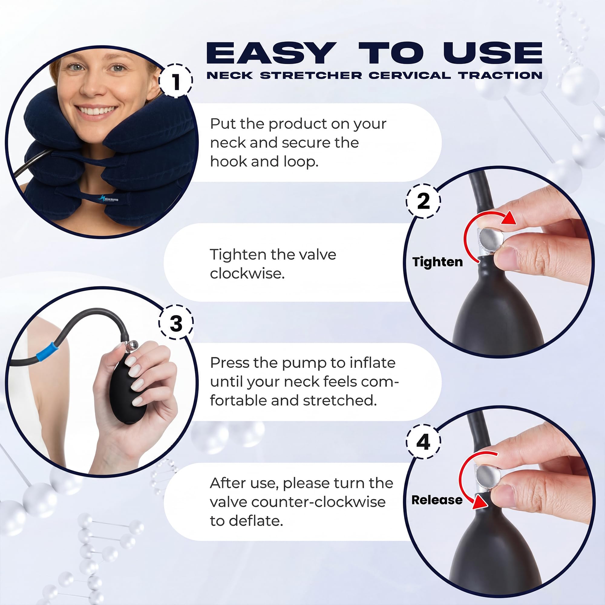 Estirador de cuello para aliviar el dolor, dispositivo de tracción cervical ajustable, soporte inflable para el cuello y almohada de descompresión para uso doméstico