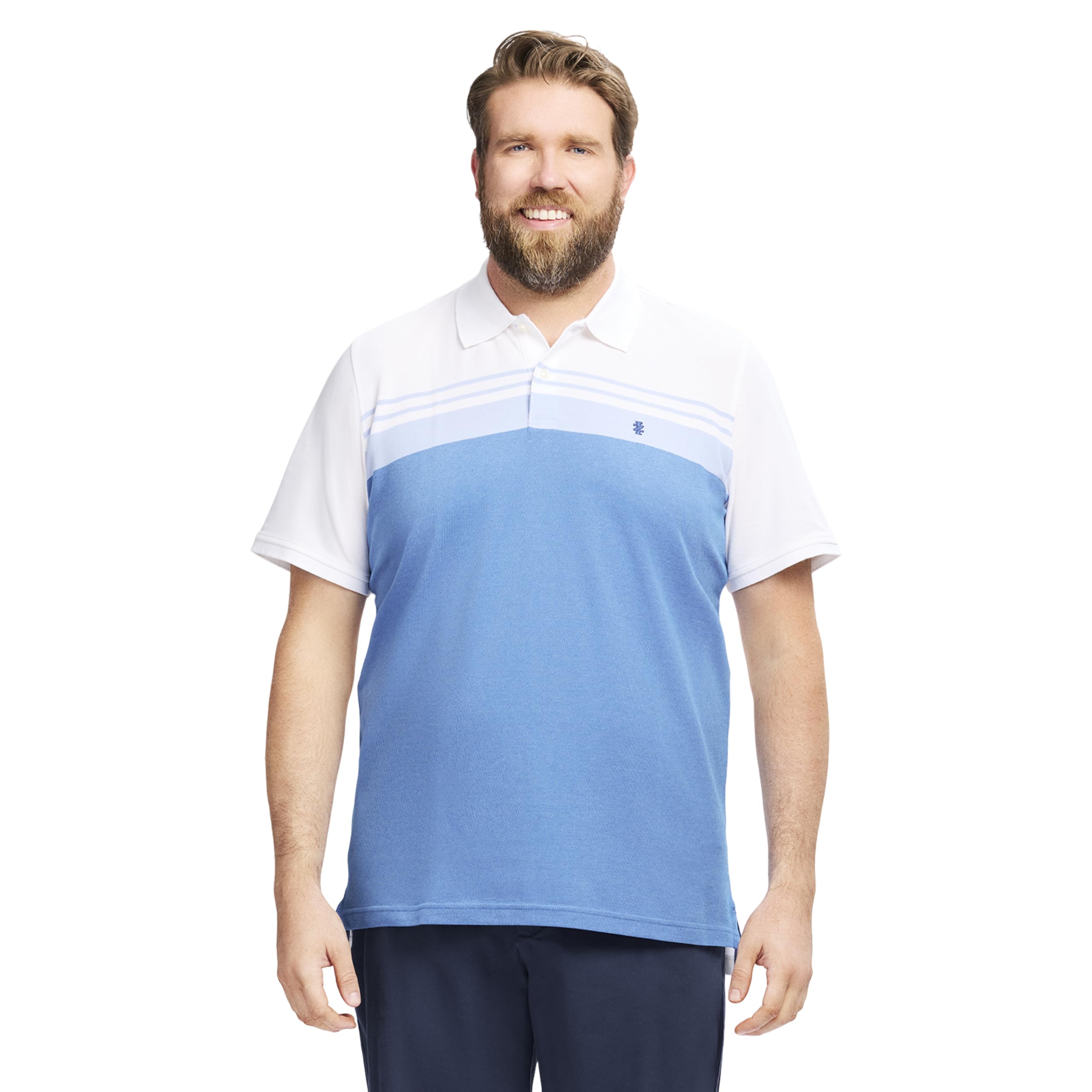 Izod Men's Big and Tall Advantage Performance Short Sleeve Polo Shirt, White, XXL