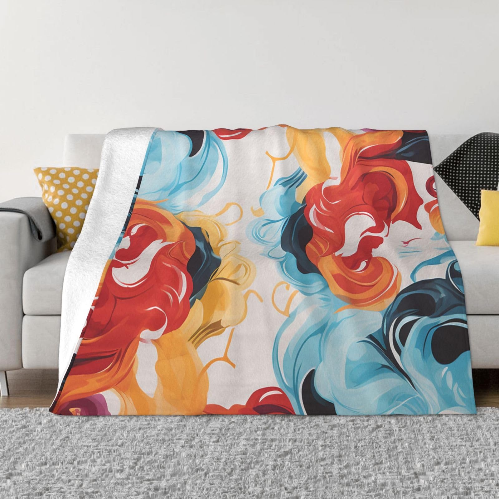 Couverture imprimée multicolore ultra douce en micro polaire durable