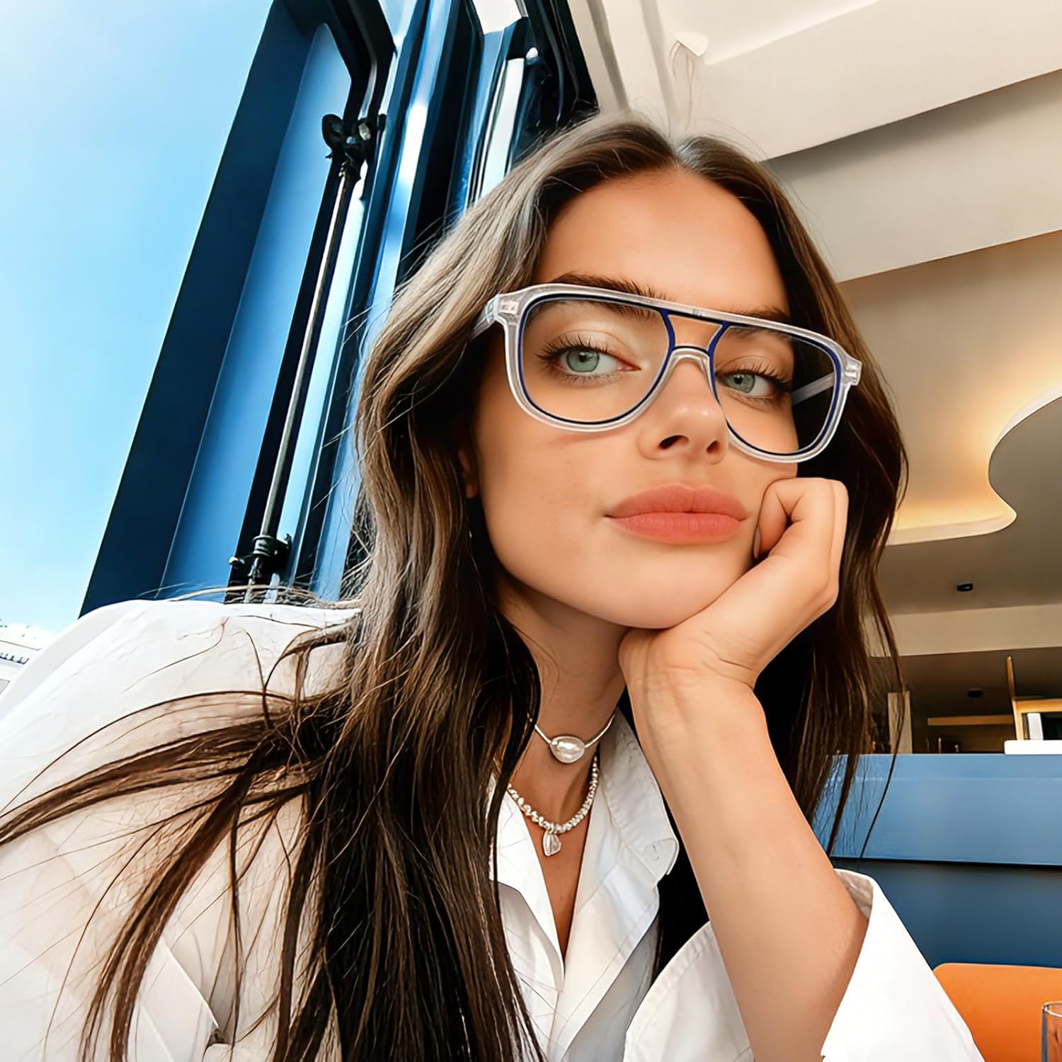 Dollger Blue Light Blocking Glasses Vintage Aviator, UV Protection Unisex Oversized Frames - Image 2