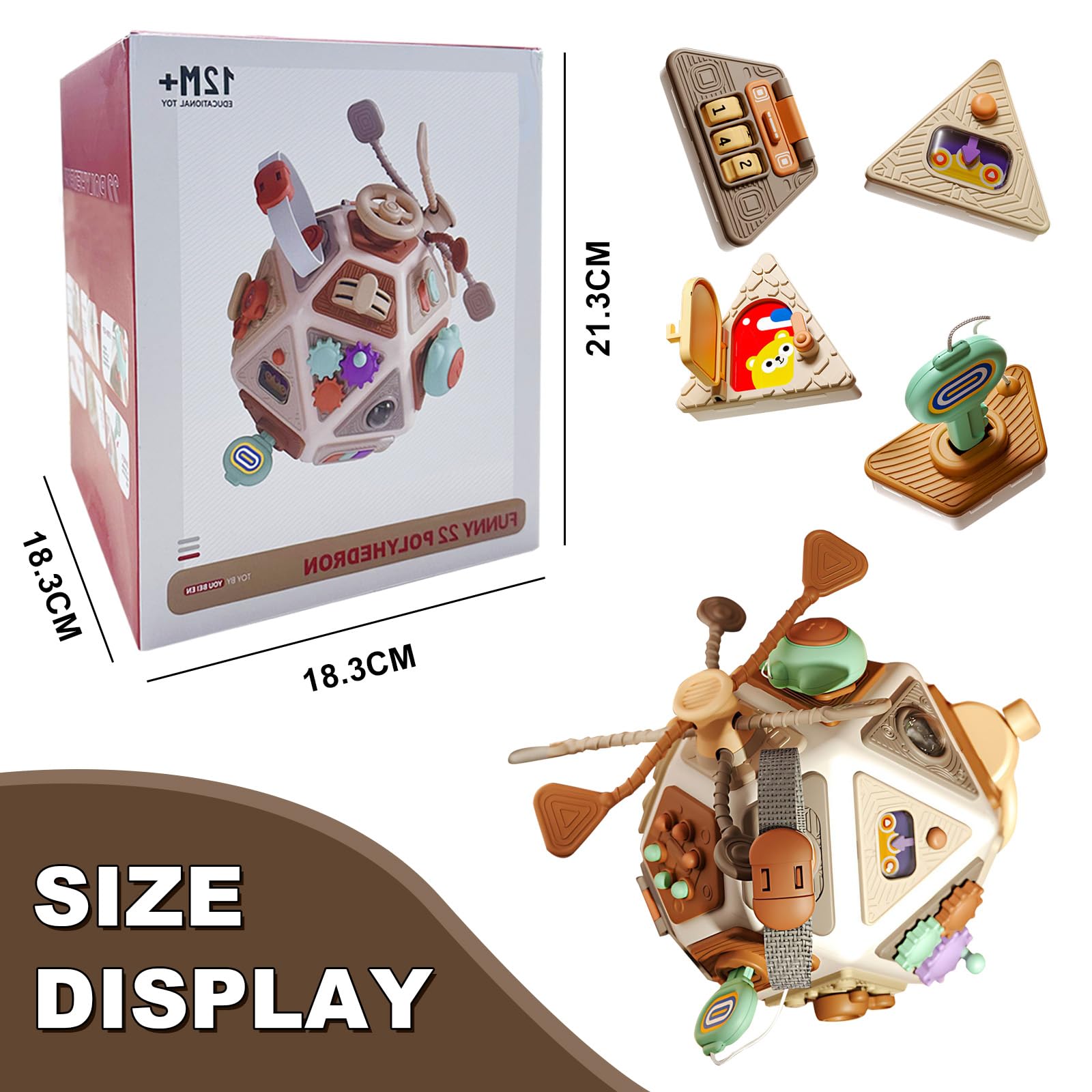 Hsyan Jouet Éducatif Cube d'Activités Bébé, Développement de la Motricité Fine Jeux d'Éveil, Jouet Sensoriel de Voyage Éducatif, Idée Cadeau Fête Noël Anniversaire