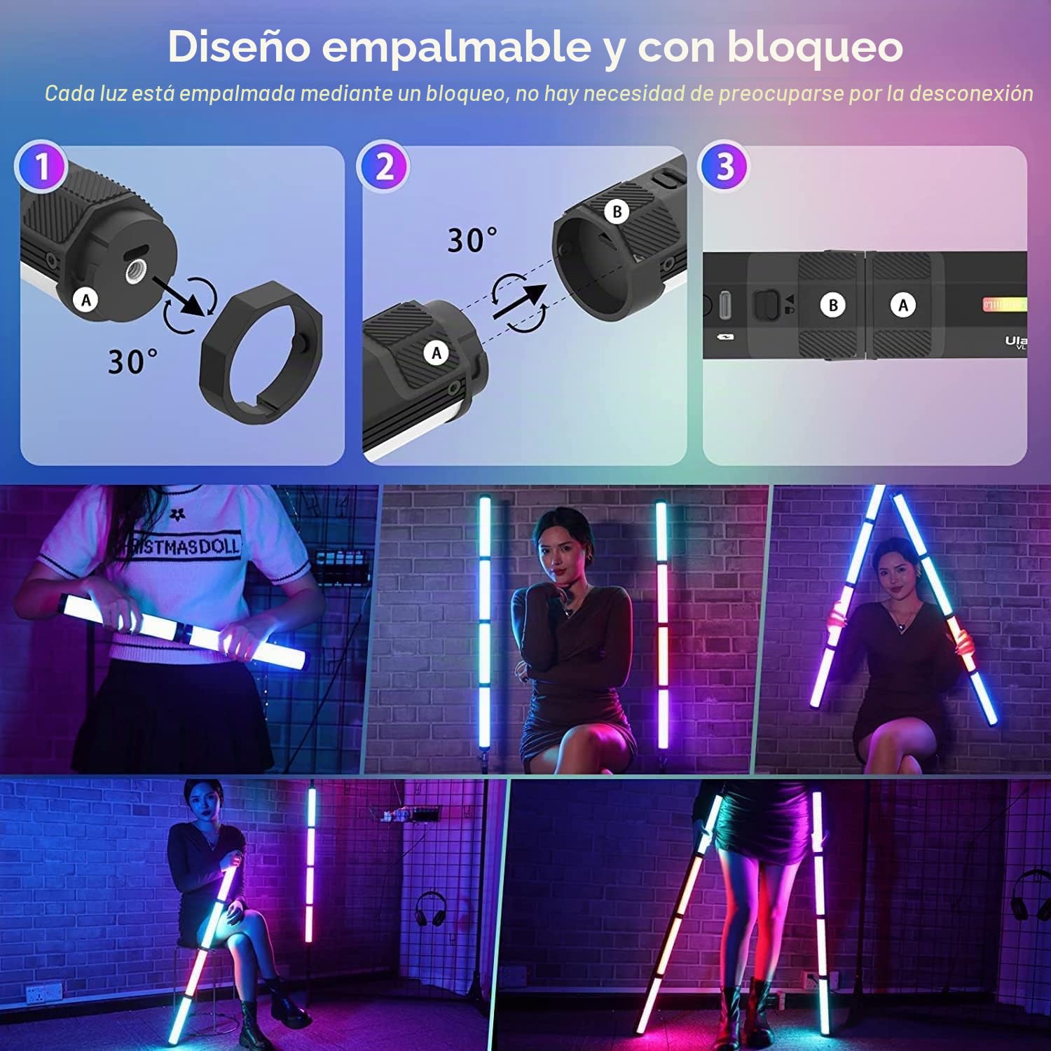 Ulanzi VL110 - Lámpara de Tubo de vídeo RGB