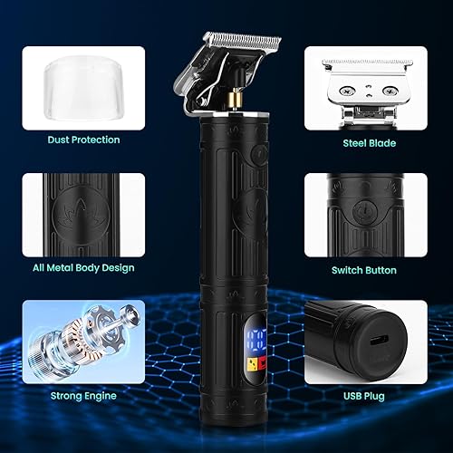 Miniatura 3 de Soonsell Juego de cortapelos para hombre, con cuchilla en T, juego profesional de cortapelos inalámbrico para hombre, recortadora de barba con