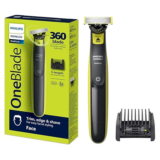Philips Norelco One 360 Hybrid Face, Electric Beard Trimmer and Shaver, with 360 Technology, 1x 360 for Face, 5in1 Adjustable Comb, Model QP2724/90