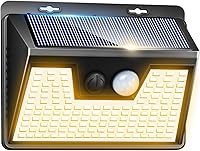 Vista 39 de Peasur Luces solares impermeables para exteriores, paquete de 4 140 luces LED con sensor de movimiento, 3 modos de luces de seguridad alimentadas