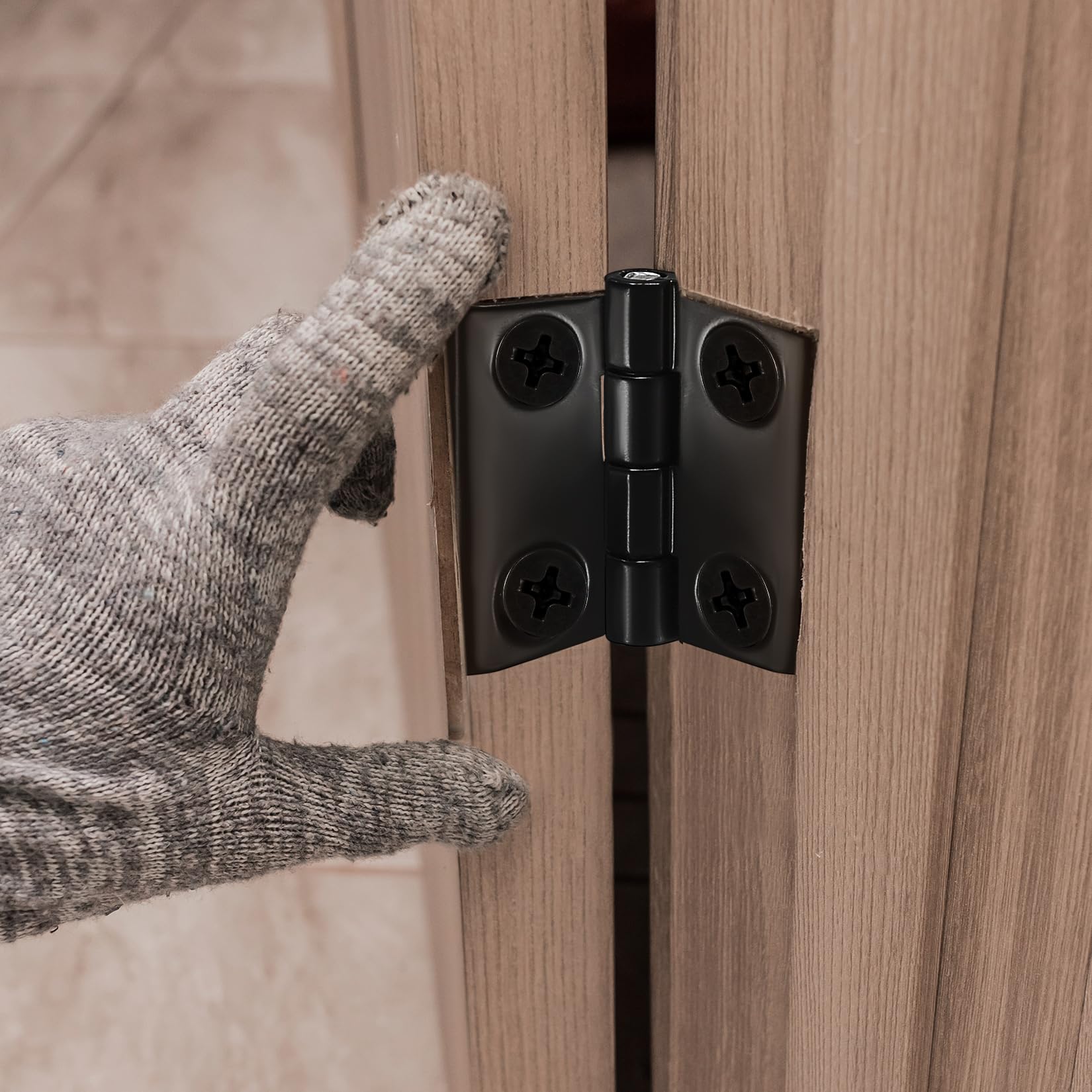 8 PZ Cerniere Pieghevoli, Connettori in Acciaio Inossidabile 40x40mm, a Scomparsa Pesanti in Nero, Set per Porte in Legno, Finestre, Armadi, Cancello da Giardino