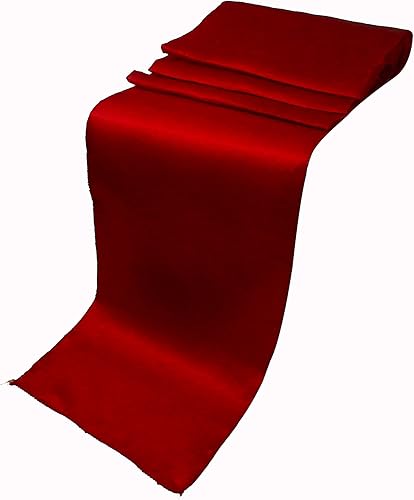 ELINA'S - Paquete de 5 caminos de mesa de satén de 12 x 108 pulgadas, decoración para banquetes de boda (5, color rojo manzana)