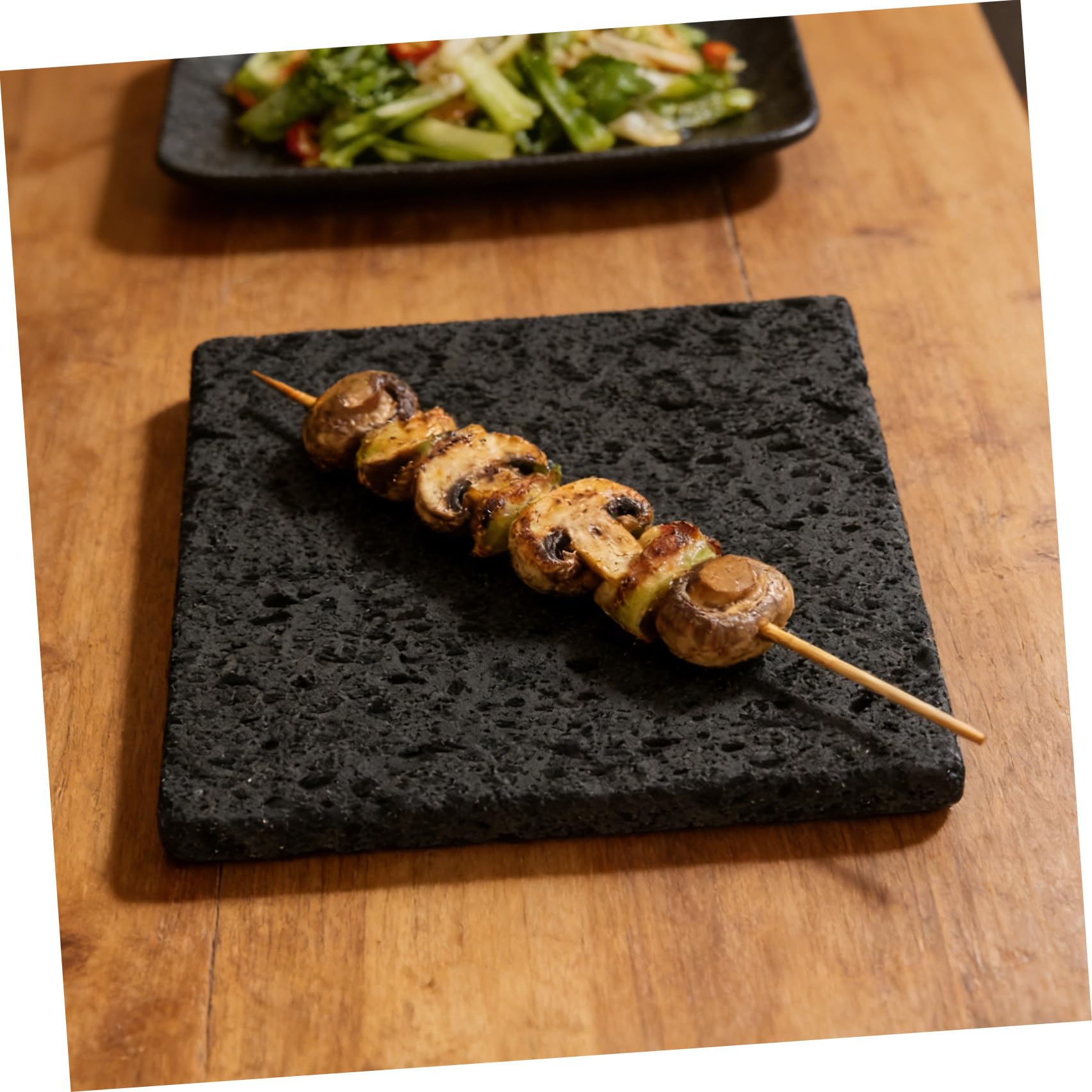 VICASKY Pietra Lavica per Cottura Coreana in Roccia Nero, 20x20x1.5 Cm, Padella per Grigliare senza Fumo per Casa e Cucina Indoor Design Tradizionale