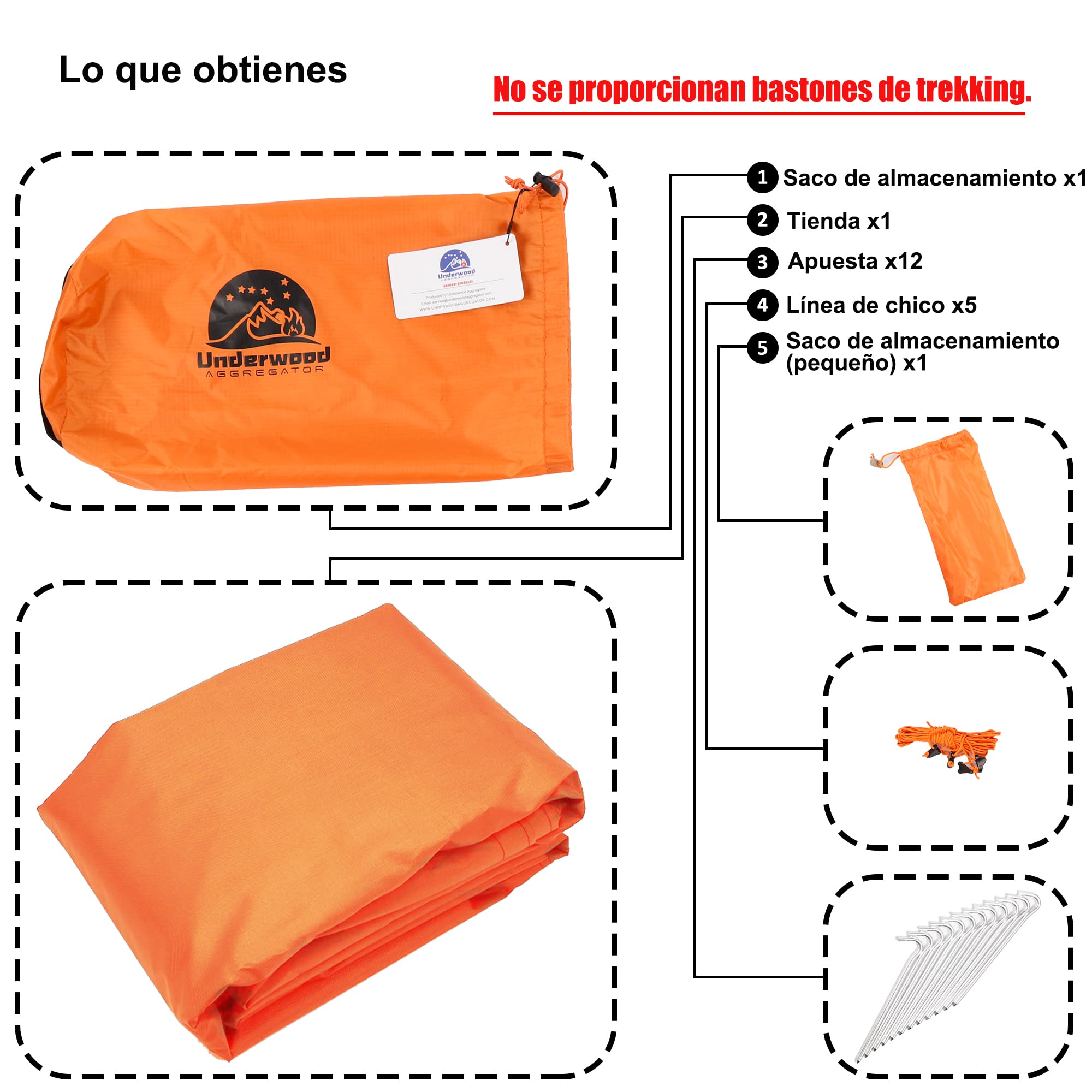 Tienda de Campaña para 1 Persona - Tienda Ultraligera para Senderismo, Tienda Impermeable 1 Persona, Tienda Compacta 1 Hombre con Tamaño de Paquete pequeño para Ciclismo(Sin Bastones de Trekking)