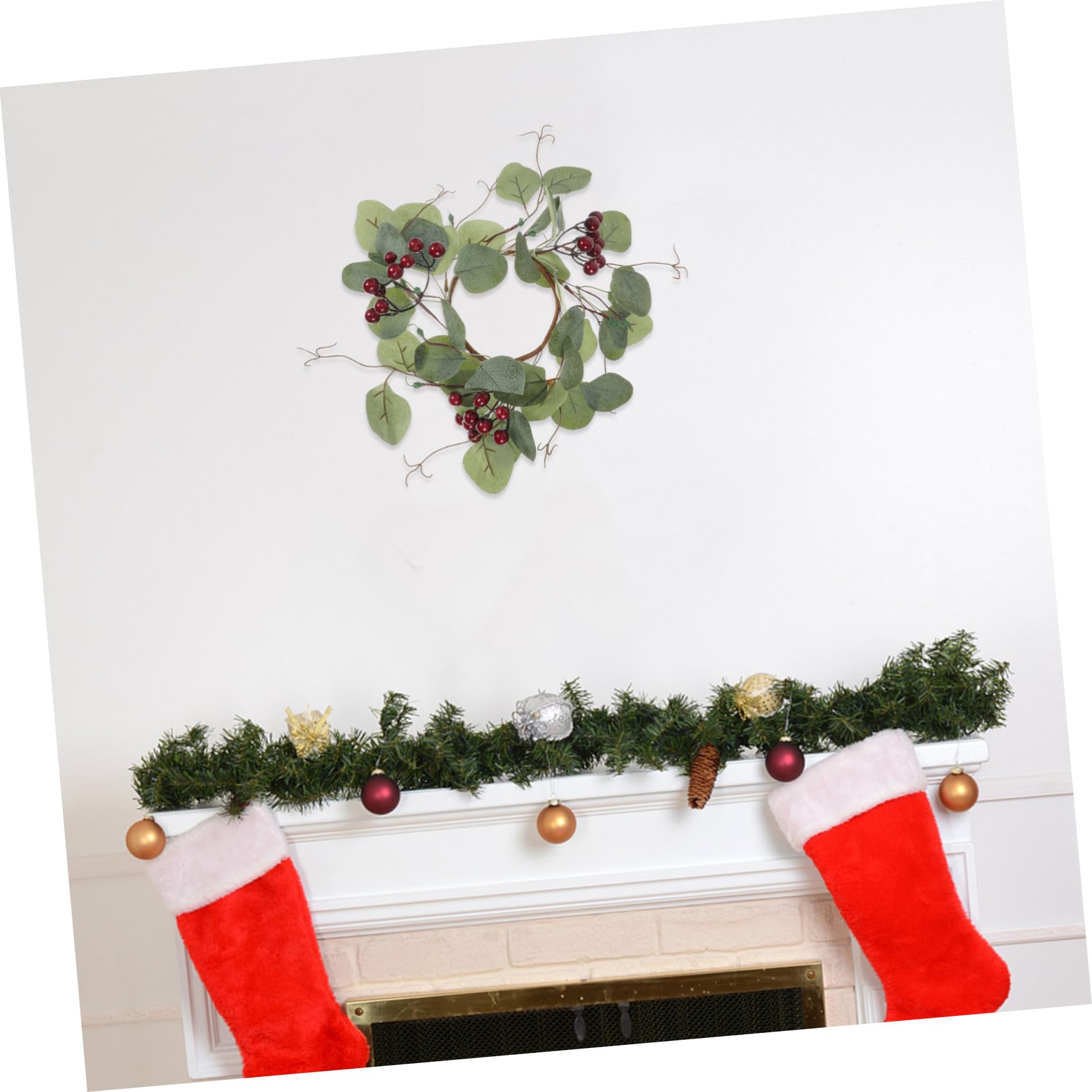 TOPBATHY 4 Stück Weihnachtskerzengirlande Für Zu Hause Weihnachtsgirlande Künstlicher Eukalyptus Weihnachtliche Tischdekoration Künstliches Pflanzendekor Weihnachtskranz Stoff