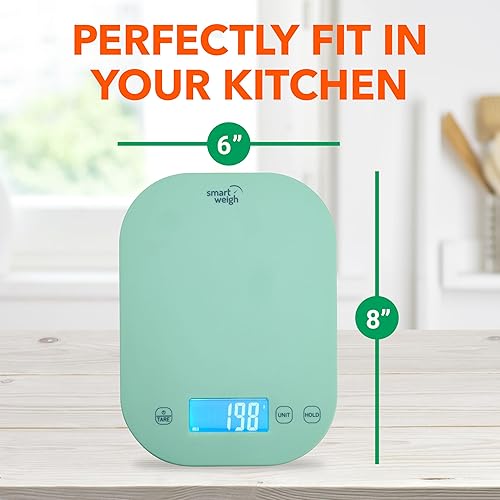 Miniatura 6 de Smart Weigh Báscula digital de cocina verde menta para cocinar, pérdida de peso, seguimiento de calorías, hornear, control de porciones de alimentos