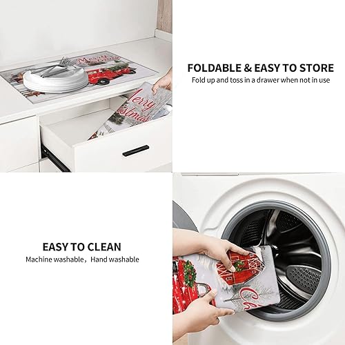 Miniatura 5 de Tapete de secado de platos de Navidad para encimera de cocina, muñeco de nieve, de invierno, absorbente, de microfibra, tapete de drenaje de platos,