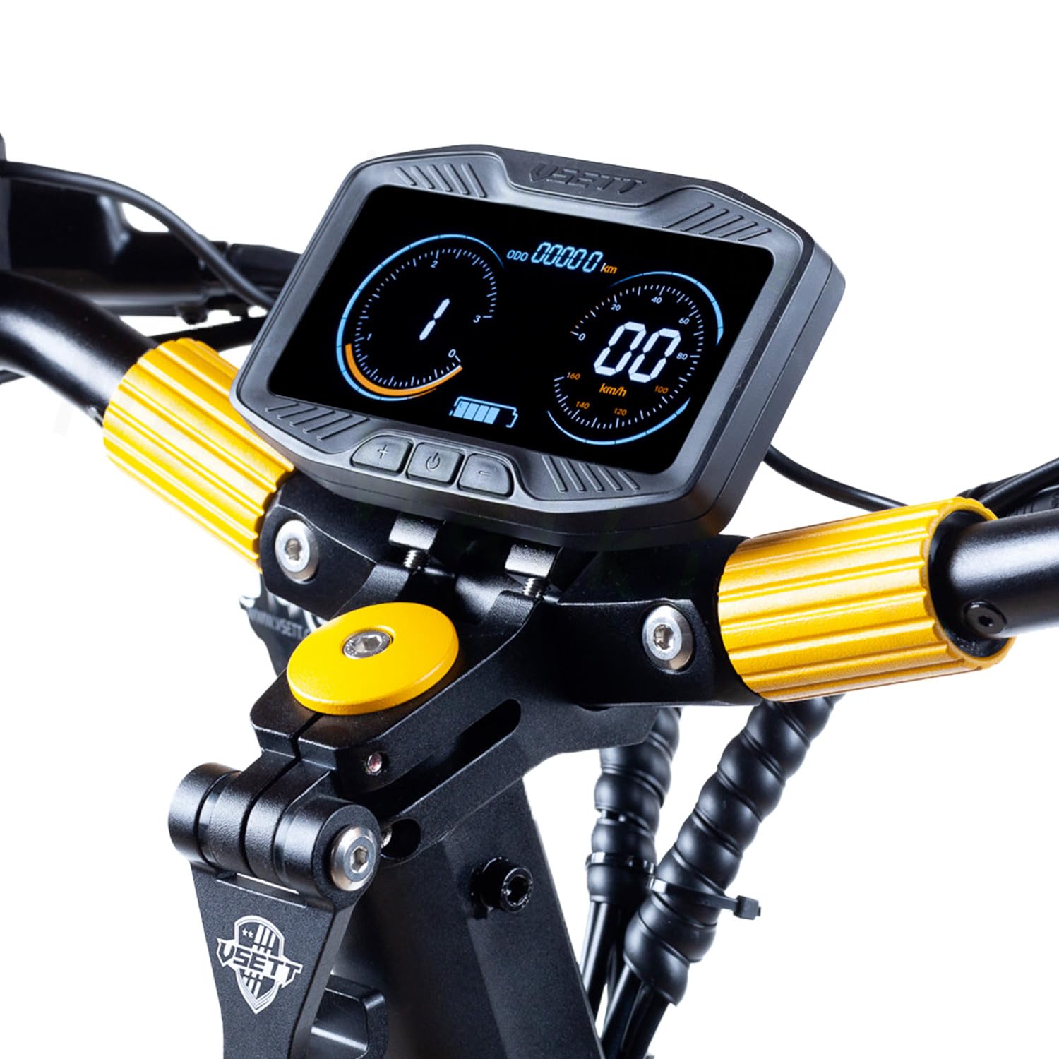 VSETT Trottinette Electrique 10 Plus Super, 2 Moteurs 1400W, Autonomie jusqu'à 150km, 25 KM/H, Ecran LED 5x5, Tout Terrain, Noir et Jaune