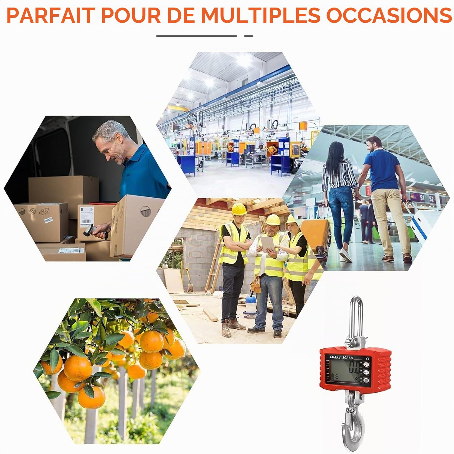 Balances Suspendues Poids Numérique 2200lbs/1000kg Balance De Grue Industrielle Balances Suspendues Robustes Pour Fermes Balance électronique Portable 1T