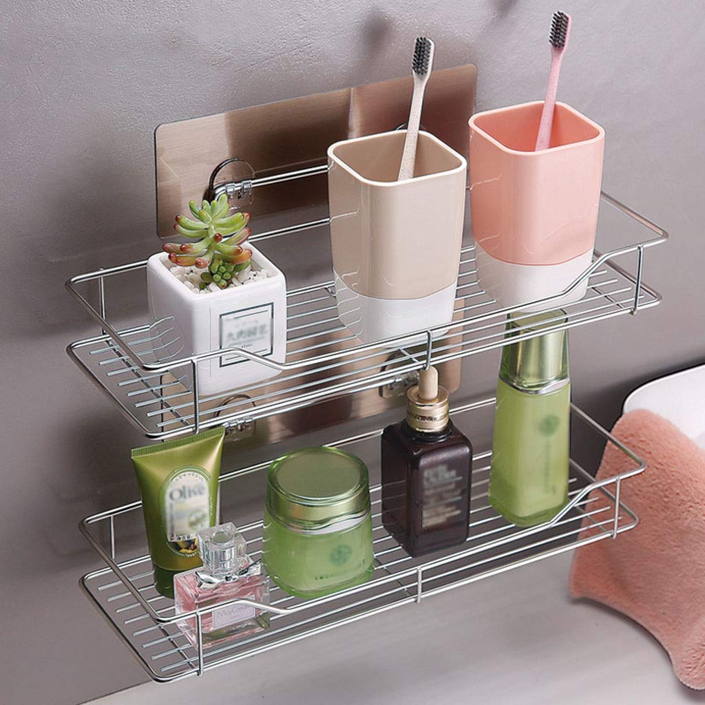 Scaffale da Bagno Squisito Scaffale da Bagno Scaffale a Ventosa Senza punzonatura, Scaffale da Cucina per Bagno con Doccia, Scaffale di Scarico a Parete in Acciaio Inossidabile