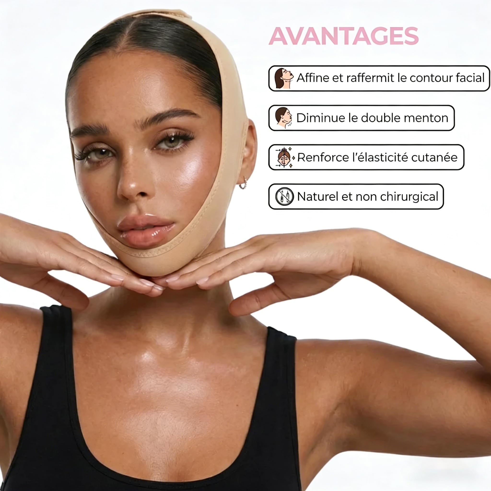 SweetLifty - Bande Raffermissante Pour Le Visage Bande Raffermissante pour le bas du visage, en tissu élastique et respirant, adaptée à tous