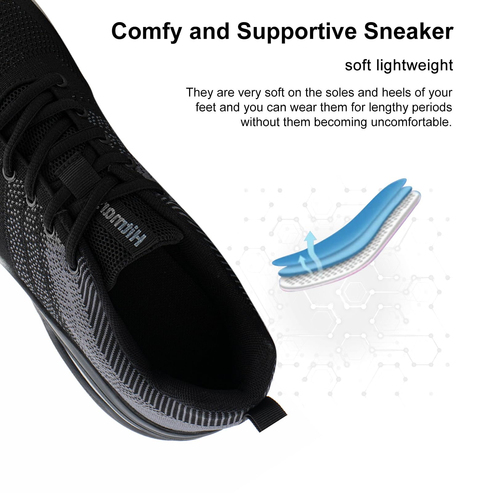 NEOKER Scarpe Running Uomo Donna Scarpe da Corsa Sneakers Scarpe Ginnastica Scarpe Trail Running Scarpe Sportive Platform Outdoor Nero Blu 36-48 EU