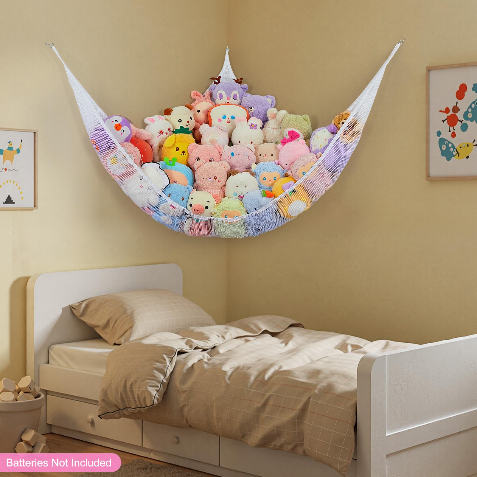 MHJY Toy Hammock for Stuffed Animals Soft Toy Storage Net with LED Light - Image 5