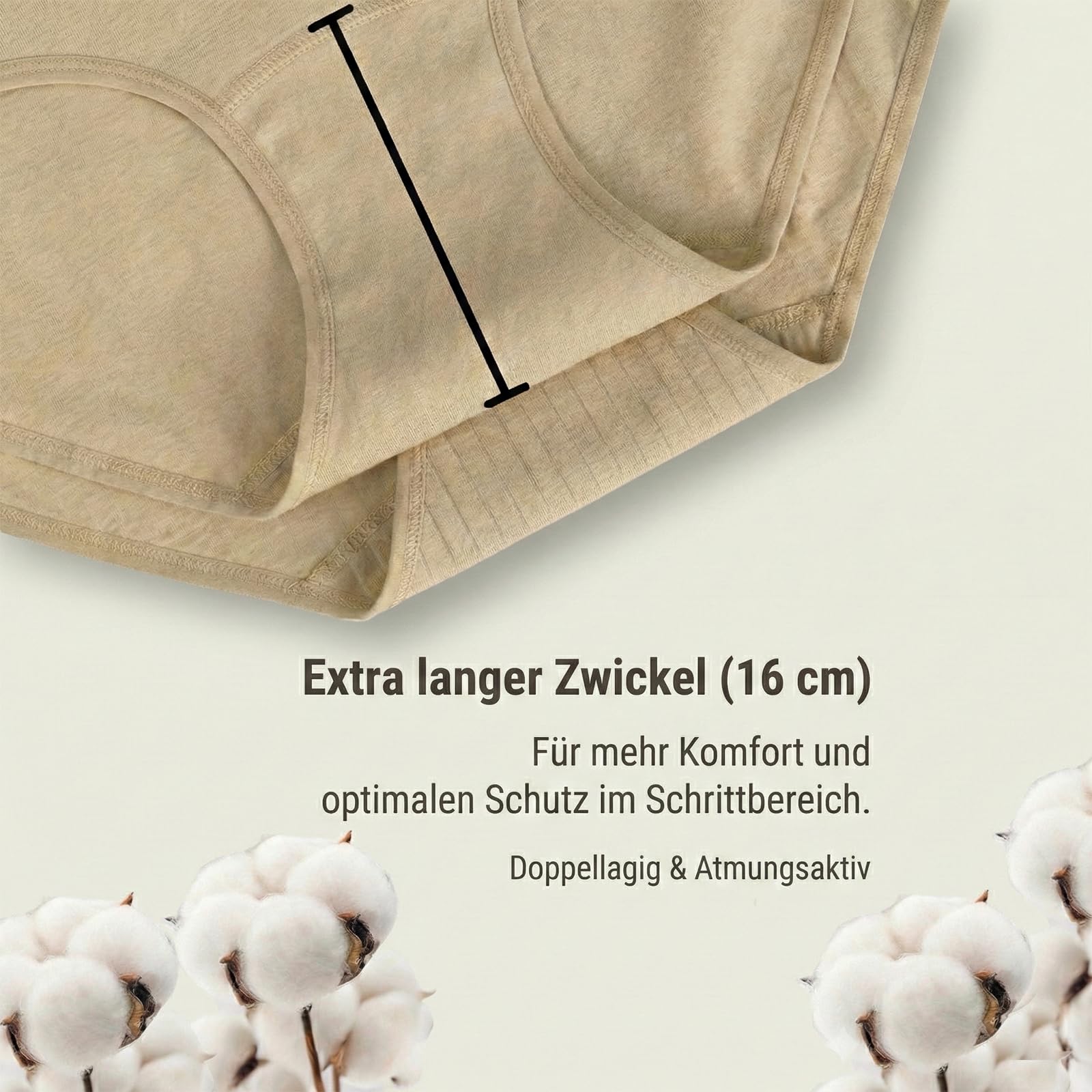 Confezione da 6 slip da donna in cotone a vita alta, colore beige (gherone lungo) e bianco jacquard, 95% cotone elastan