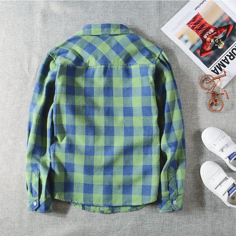 Unisex Kids Plaid Shirt Long Sleeve Button Down Flannel Shirts Toddler Casual Blouse Top for Boys Girls2