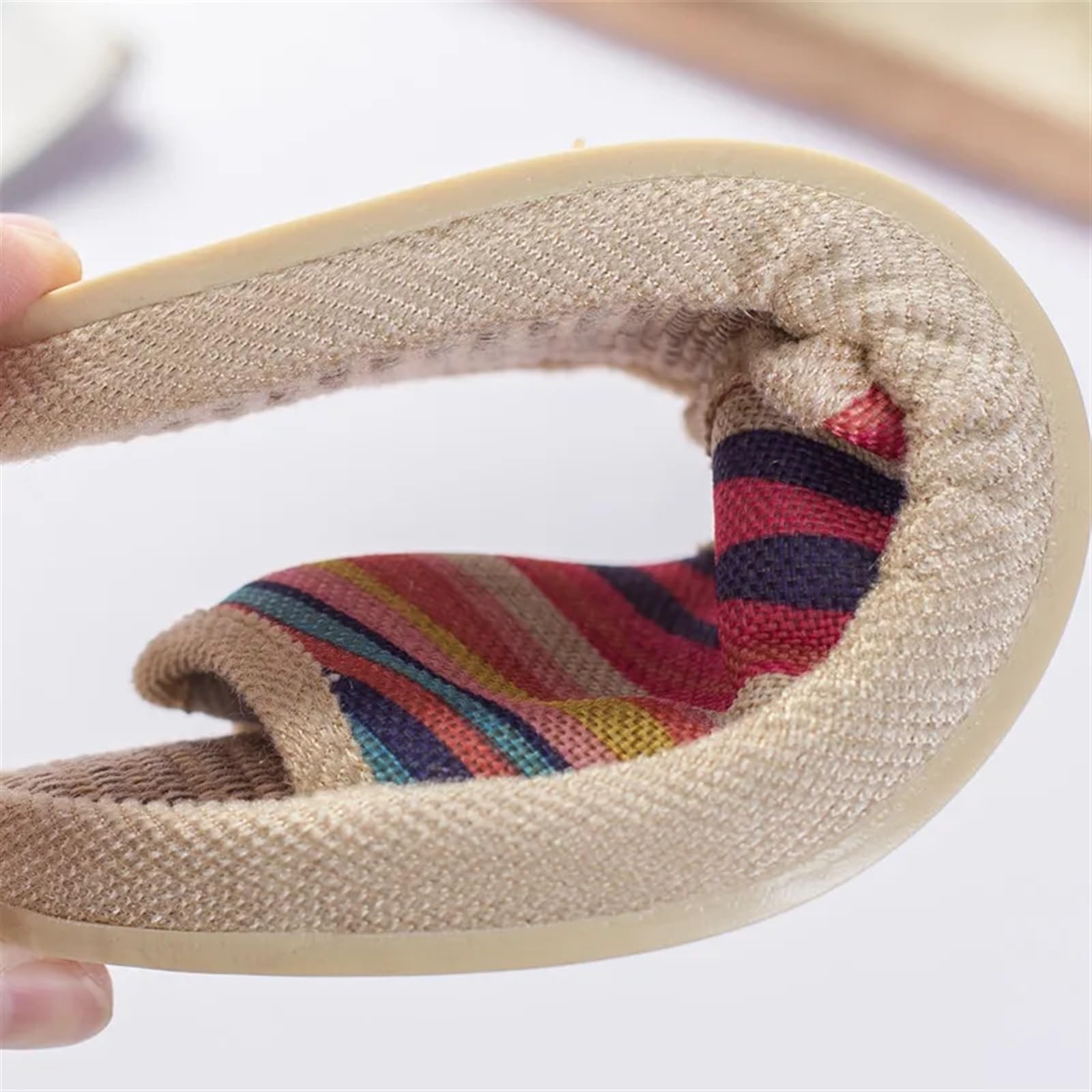 ofoot Infradito da Donna in Cotone Comodo Spa Infradito Pantofole da Casa, Traspirante Punta Aperta Slip On Scarpe da Interno in Schiuma di Memoria Spessa