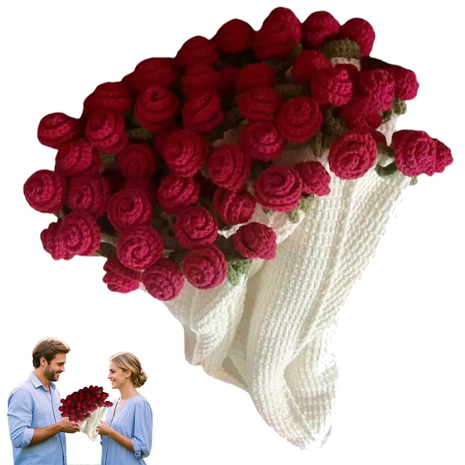 Rose Flower Bouquet Blanket, Handmade Crochet Flower Blanket Round Finished Product, for Birthdays, Anniversaries, Valentine's Day and Housewarming