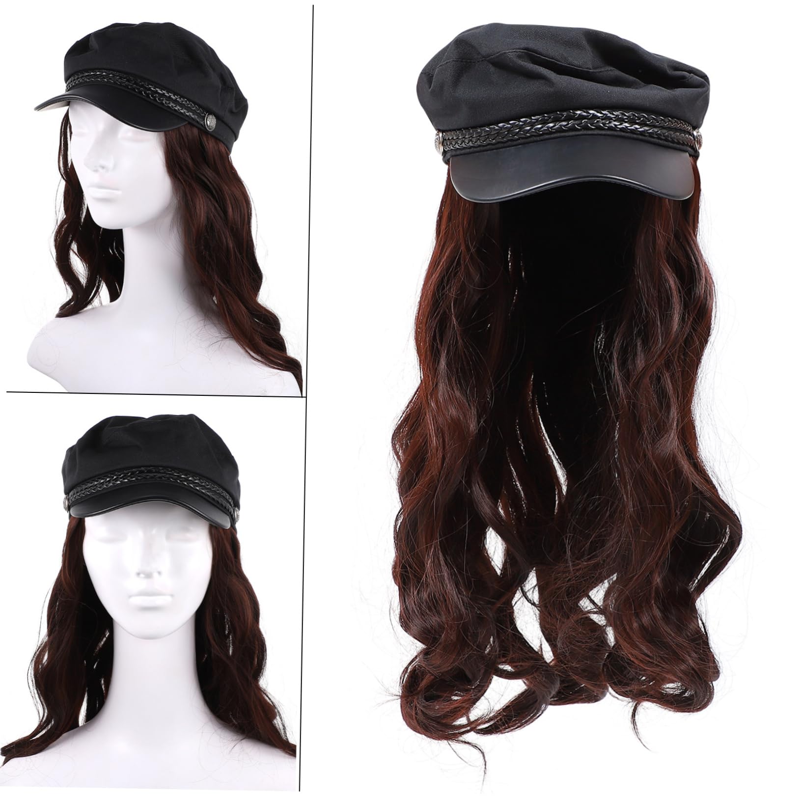 Baluue Synthetic Wig Cap Long Curly Wig Hat for Women Stylish Party Accessory