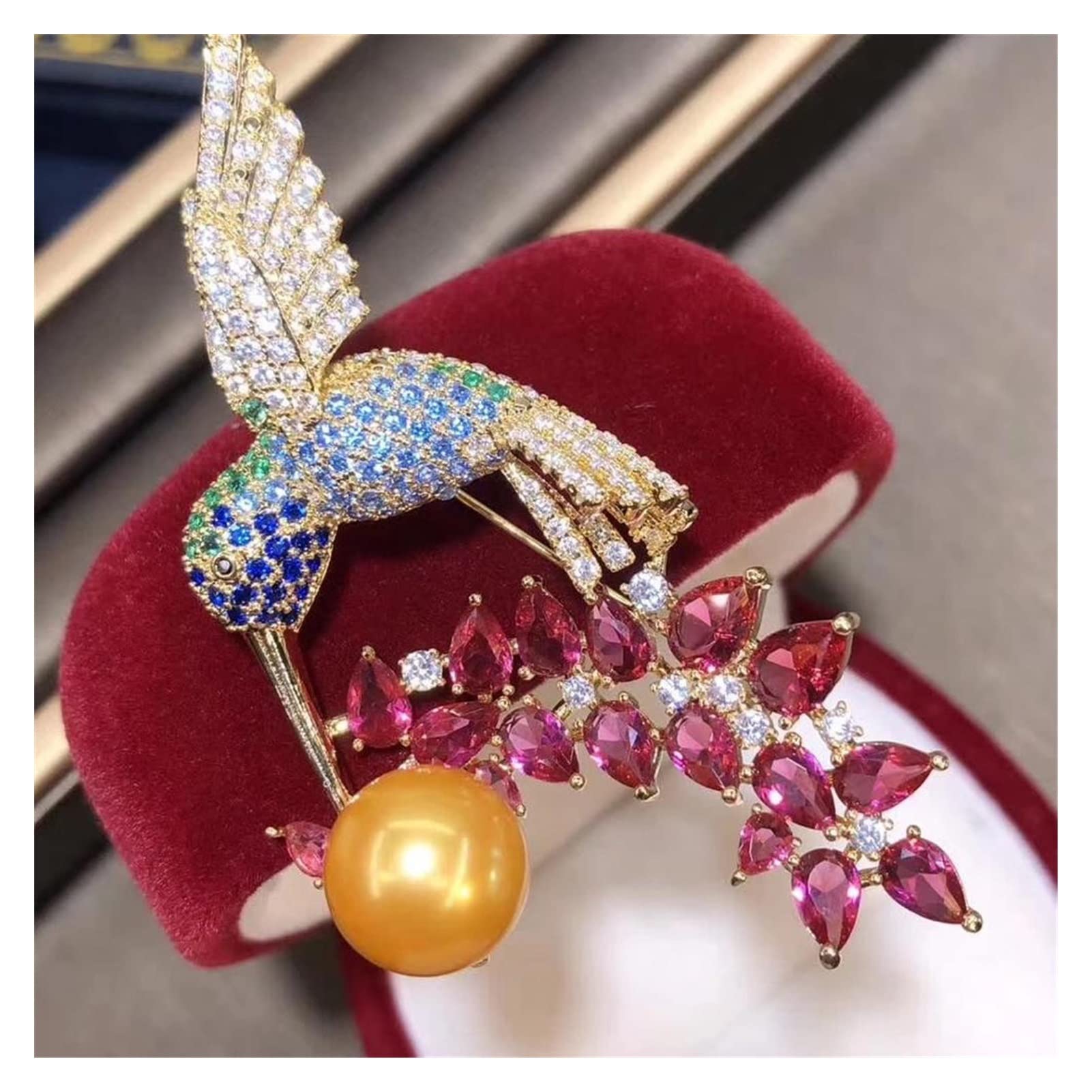 WXKAGF Broche de Perlas D925, joyería Fina con Relleno de Oro, Broche de Perlas Doradas de Agua Dulce de 11-12mm para Mujeres, Broche de Regalos Finos
