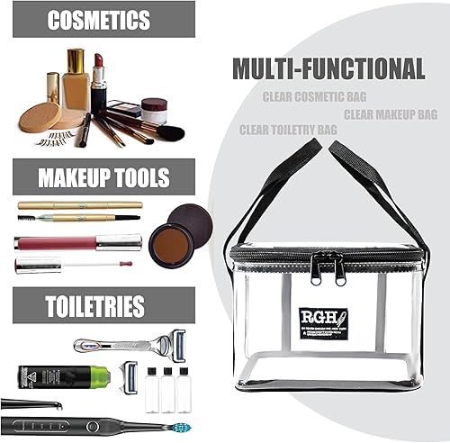 Miniatura 3 de Rough Enough - Bolsa de maquillaje transparente para artículos de aseo personal de viaje, organizador de cosméticos con cremallera, asa portátil