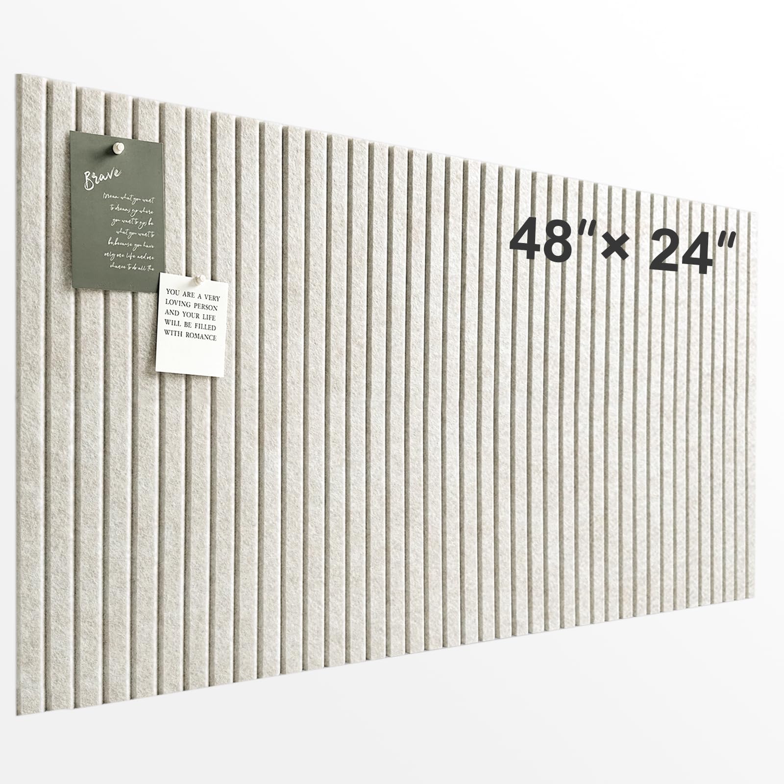 Large Cork Board for Office, 8 Pack Felt Wall Tiles with Slat Wall Paneling and Safe Removable Adhesive Tabs, Felt Bulletin Board Pin Board Cork