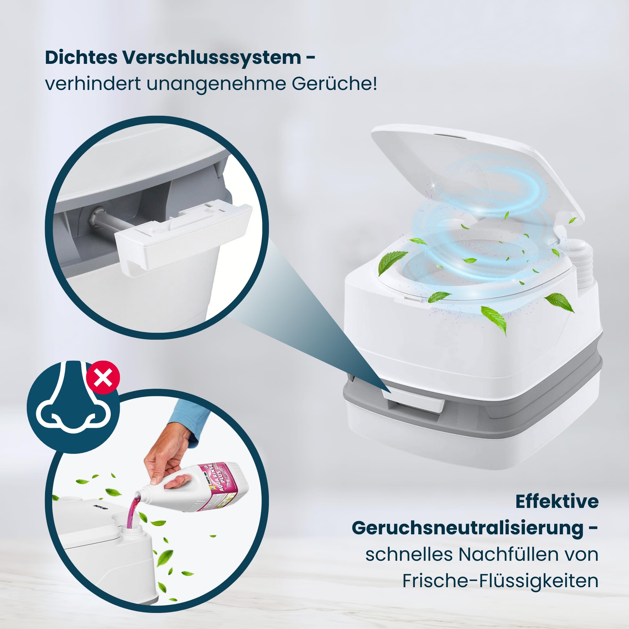 Thetford Porta Potti Qube MT Campingtoilette 12L, Mobile Chemietoilette, Portable Toilette für Camping & Travel, kompakte Reisetoilette, Weiß