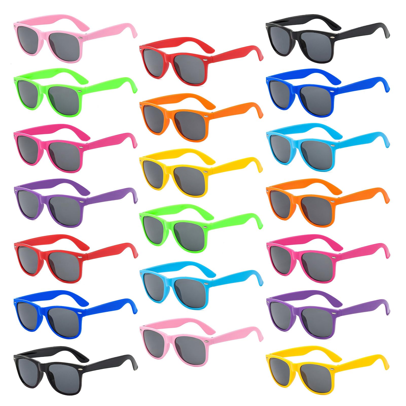 Pibupibu 10/20 Packs Adults Wholesale Neon Colors Square Retro Style Party Favors Sunglasses