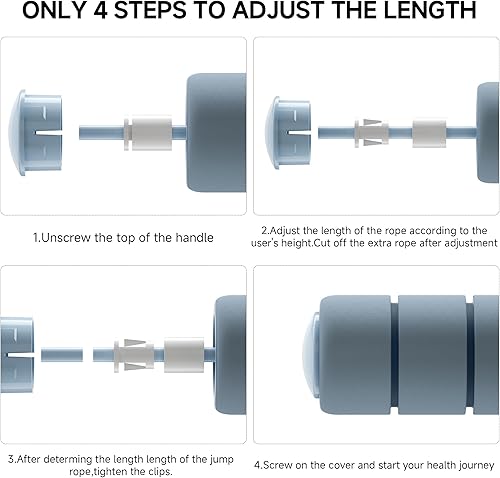 Miniatura 5 de OVICX Cuerdas de saltar para fitness para mujeres, hombres y niños, cuerdas de saltar ajustables sin enredos para entrenamiento con rodamientos de