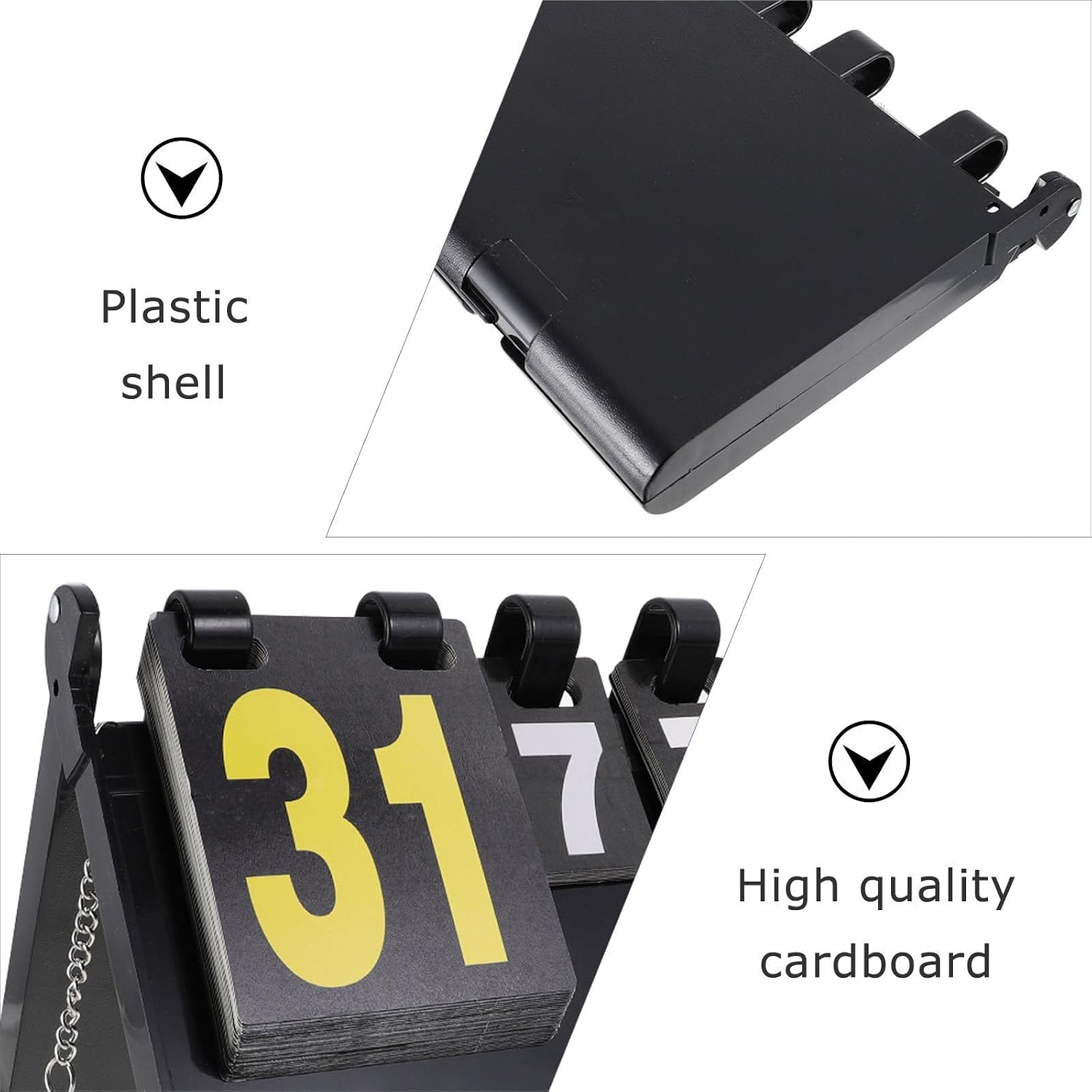 4-Digit Desktop Scoreboard Scoring Marker with Sturdy Plastic and Cardboard Construction, Easy to Clean and Reusable, for Basketball and Badminton Score Keeping
