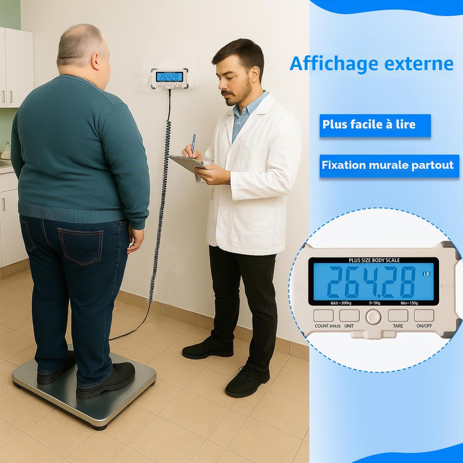 Balance extra large pour poids corporel, balance bariatrique 300 kg