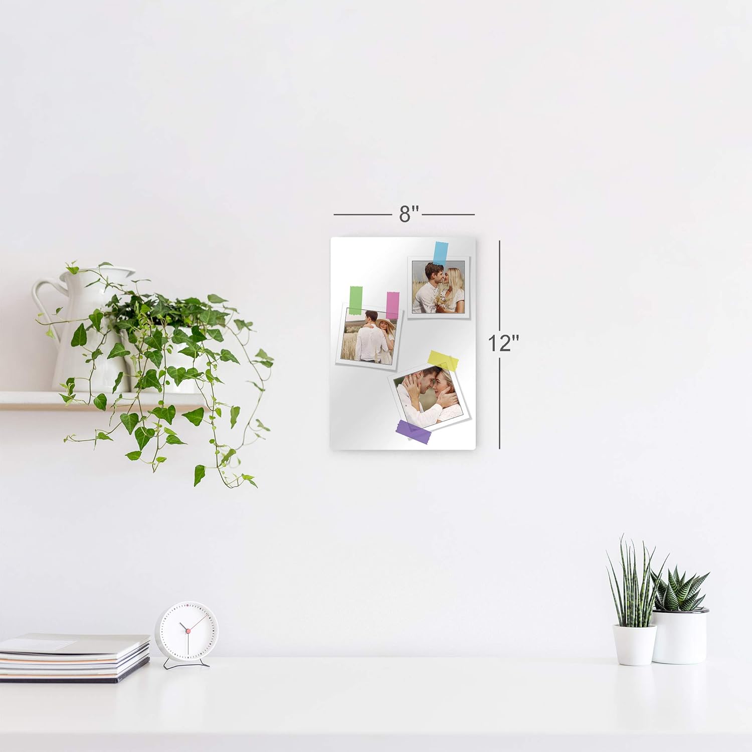 Smile Art Design Custom Metal Print with 3 Images Polaroid Collage Picture Frame Personalized Gift for Wedding or Bridal Decoration - 12x8 inches