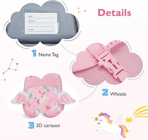 Miniatura 5 de mommore Mochila infantil de dibujos animados para niños y niñas de 2 a 4 años, Unicornio, Pequeño, Mochila de neopreno para niños pequeños